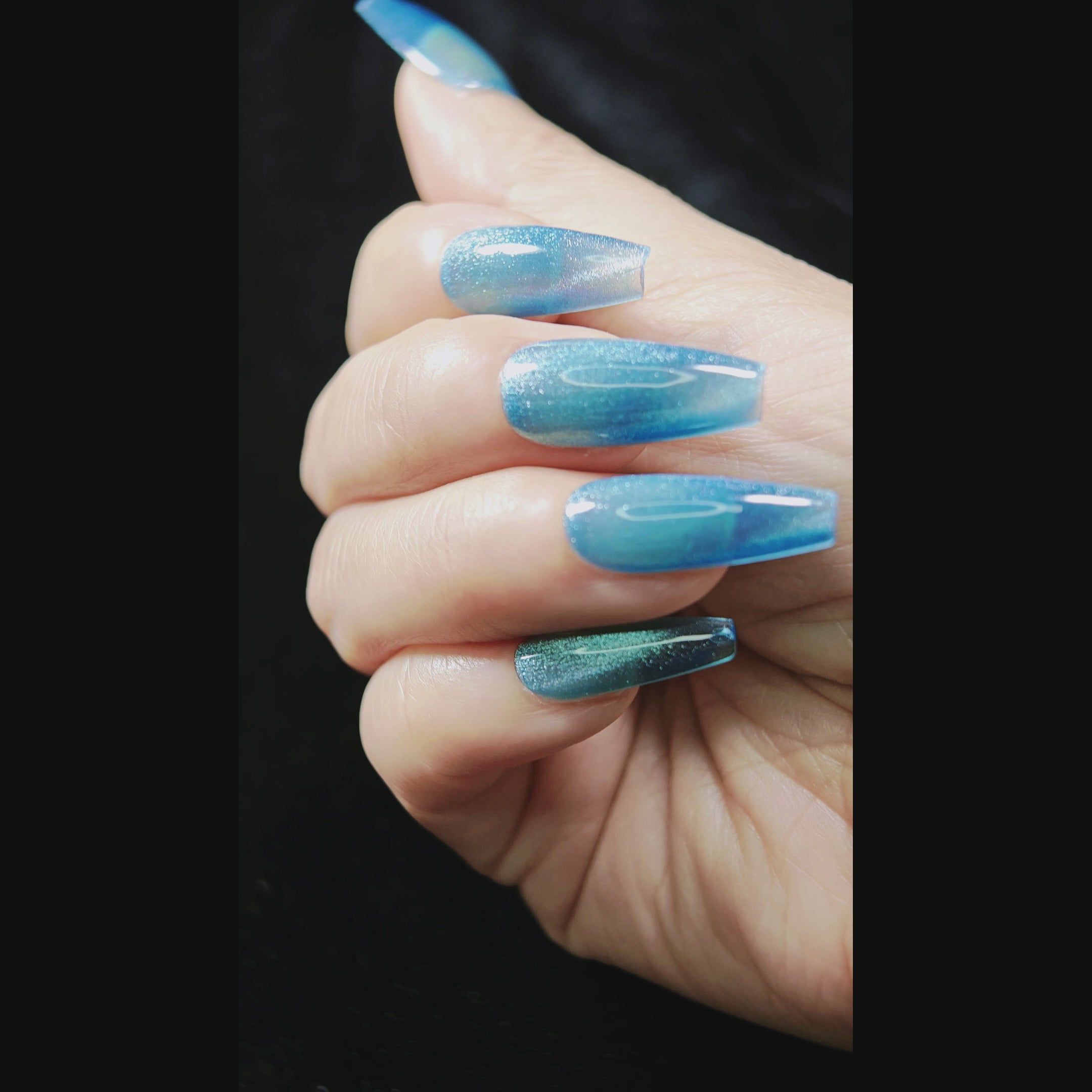 stunnails acrylic press on nails Coffin Ocean blue video