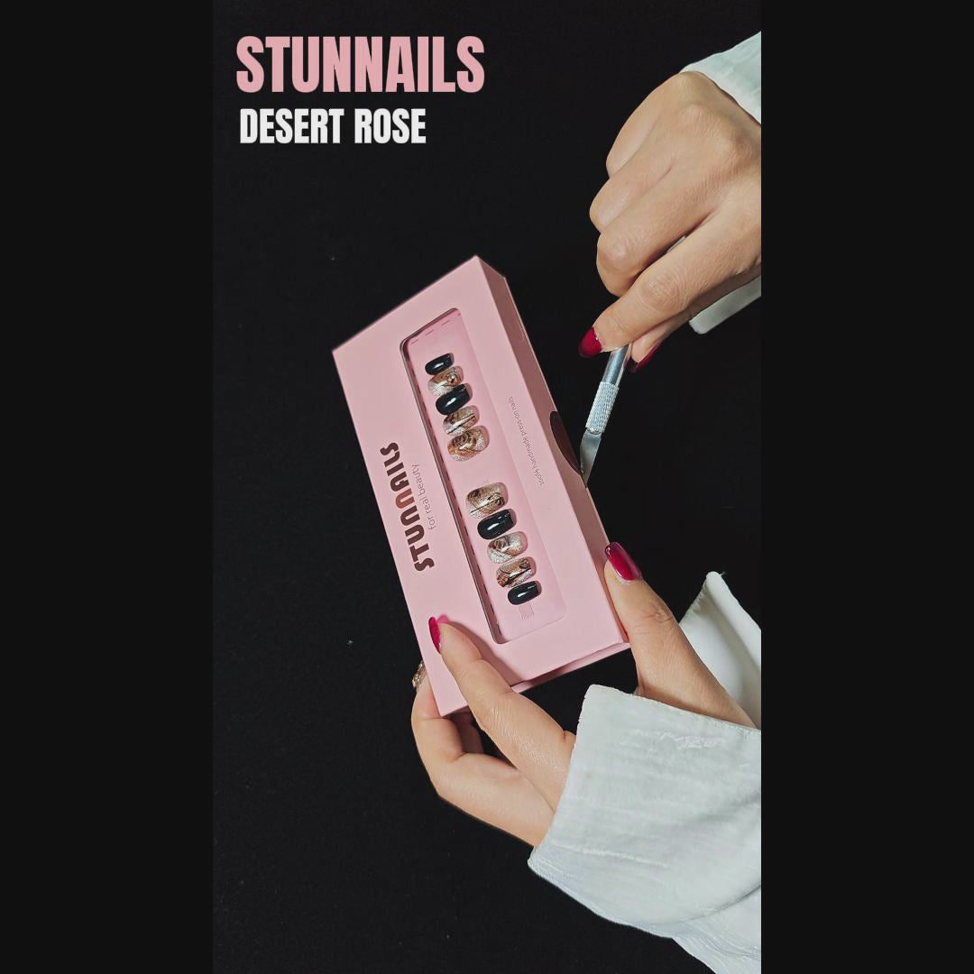 stunnails acrylic press on nails Coffin Desert rose