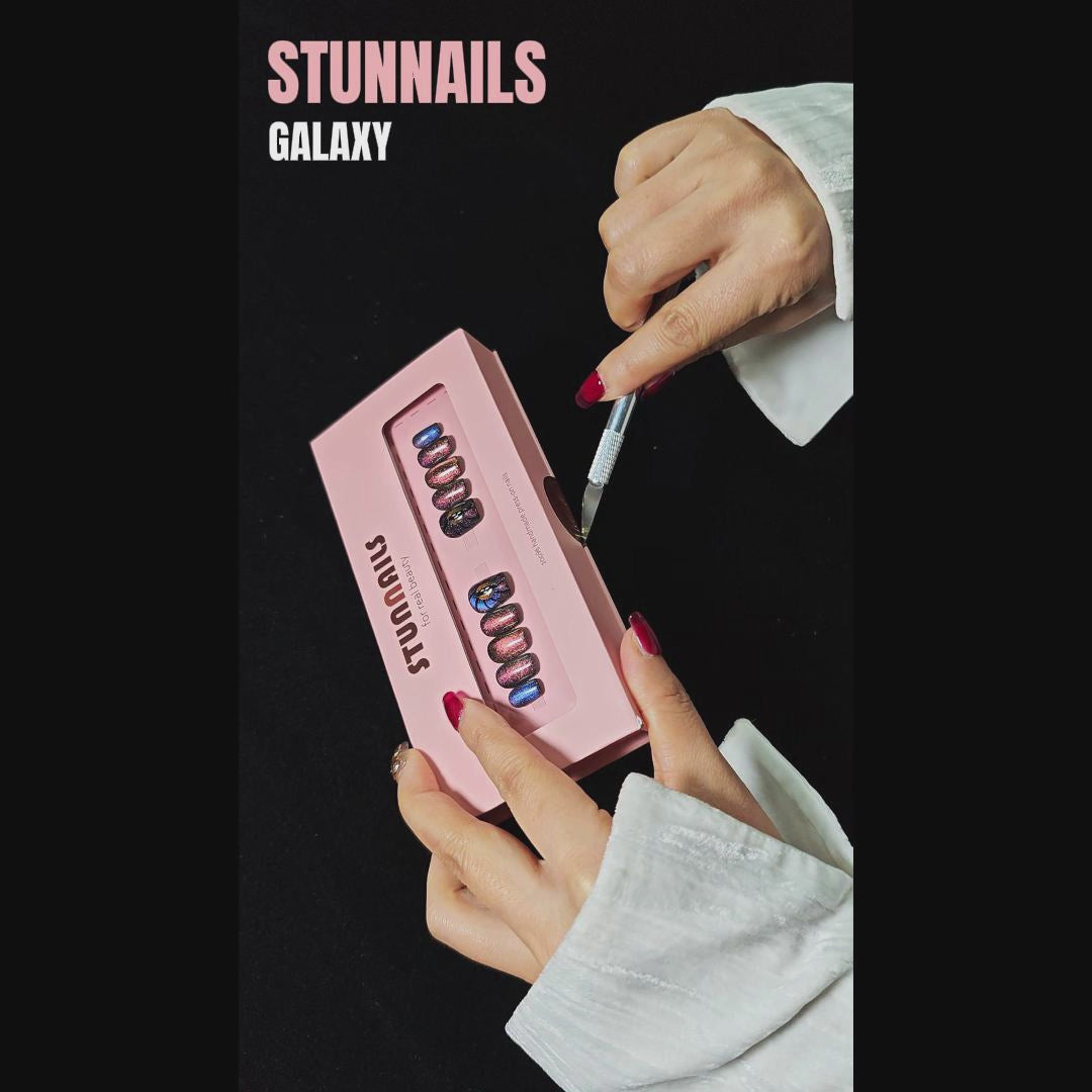 stunnails acrylic press on nails Coffin Galaxy