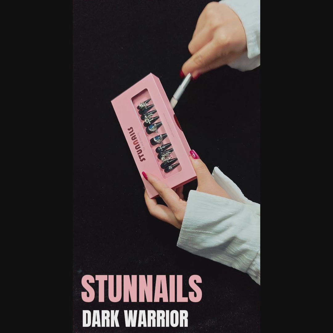 stunnails acrylic press on nails Stiletto Dark warrior