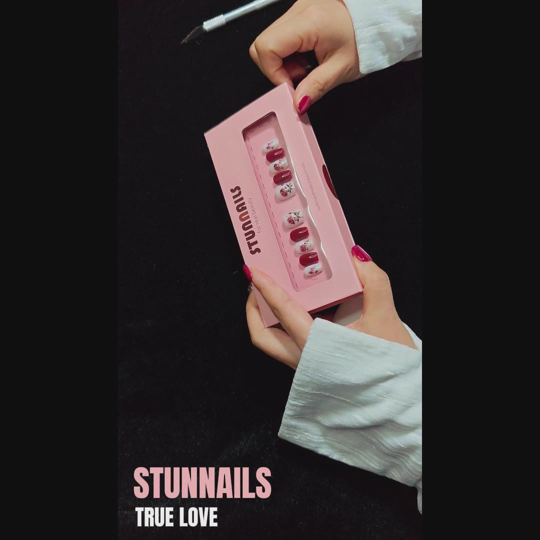 stunnails acrylic press on nails Coffin True love