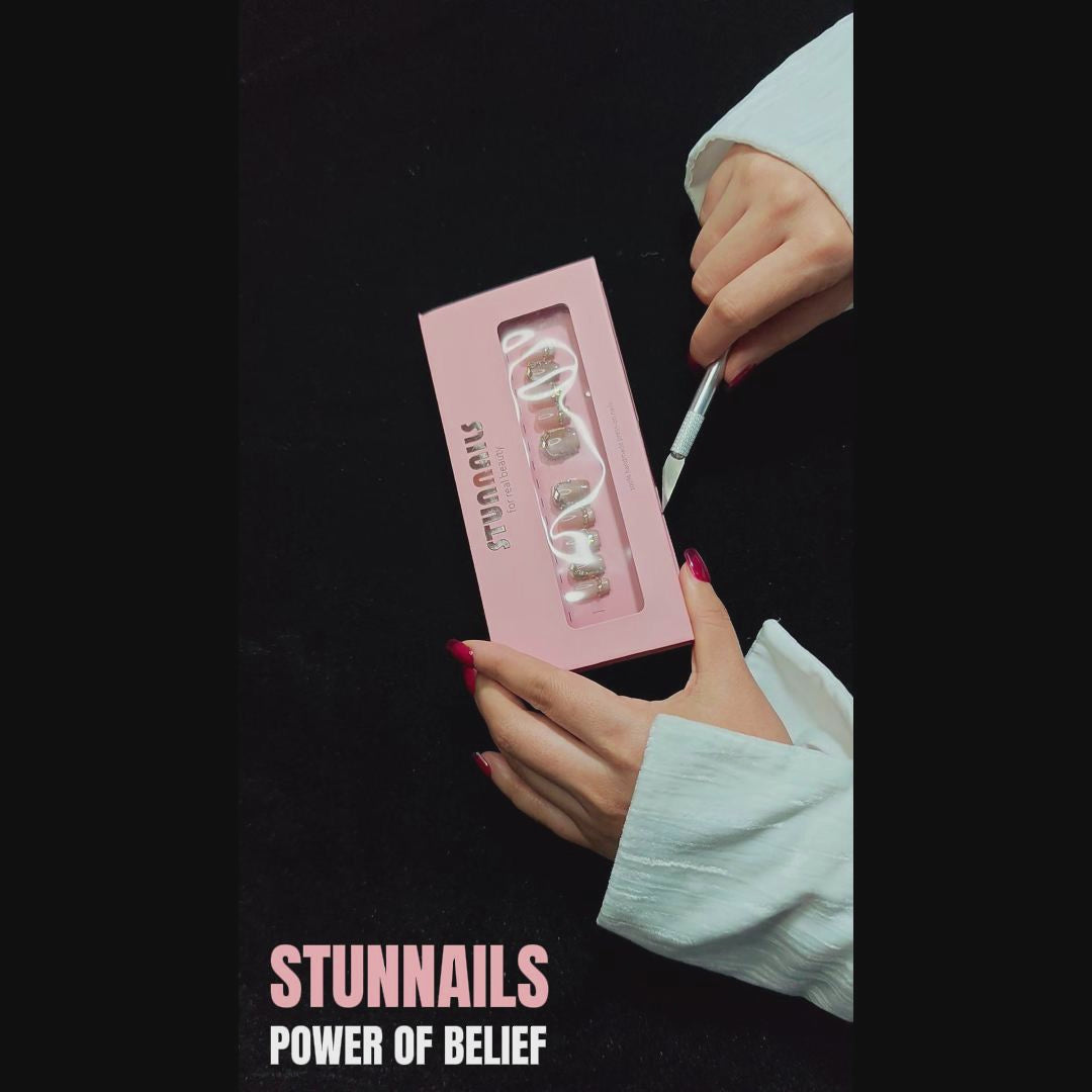 stunnails acrylic press on nails Coffin Power of belief