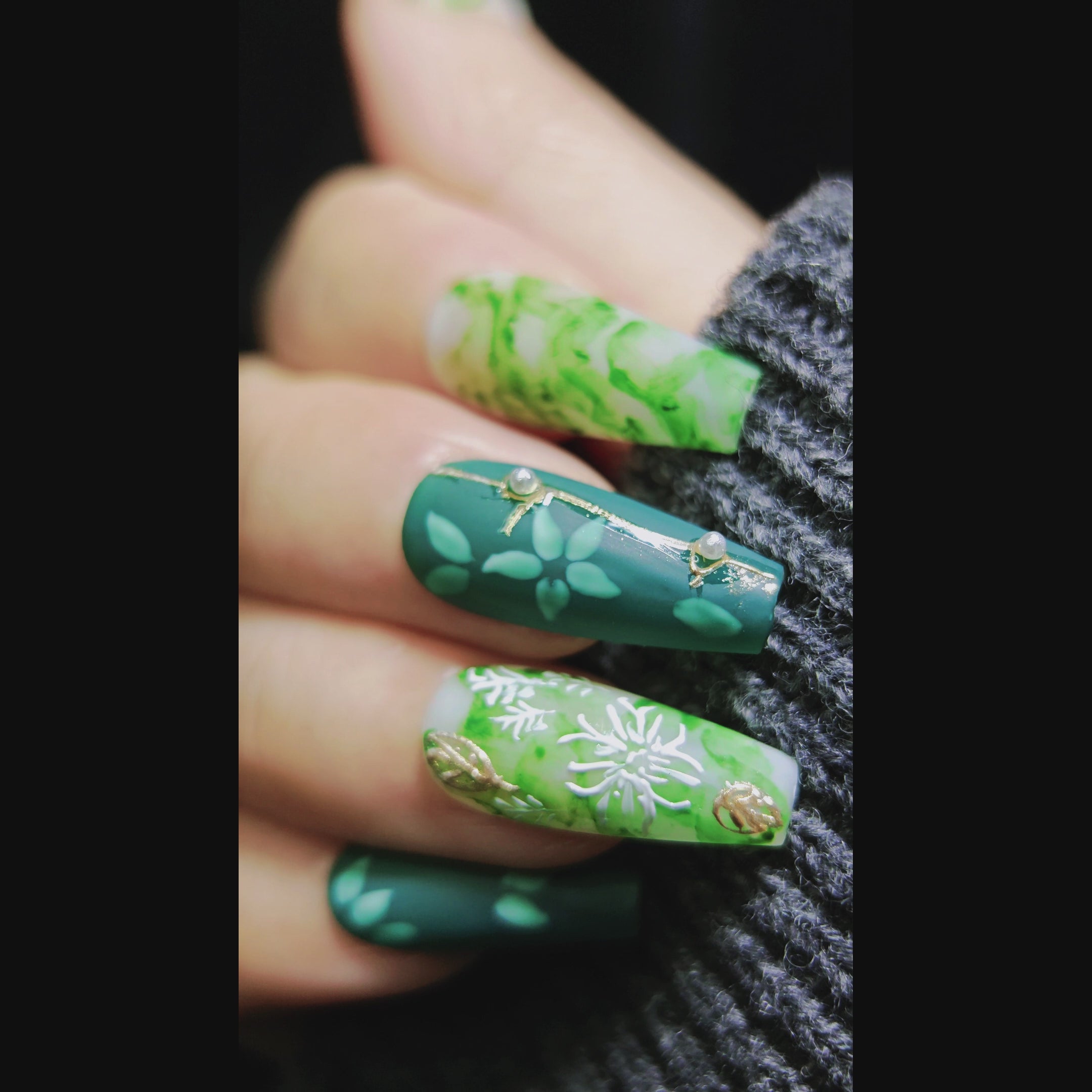 stunnails acrylic press on nails Coffin Bamboo grove video