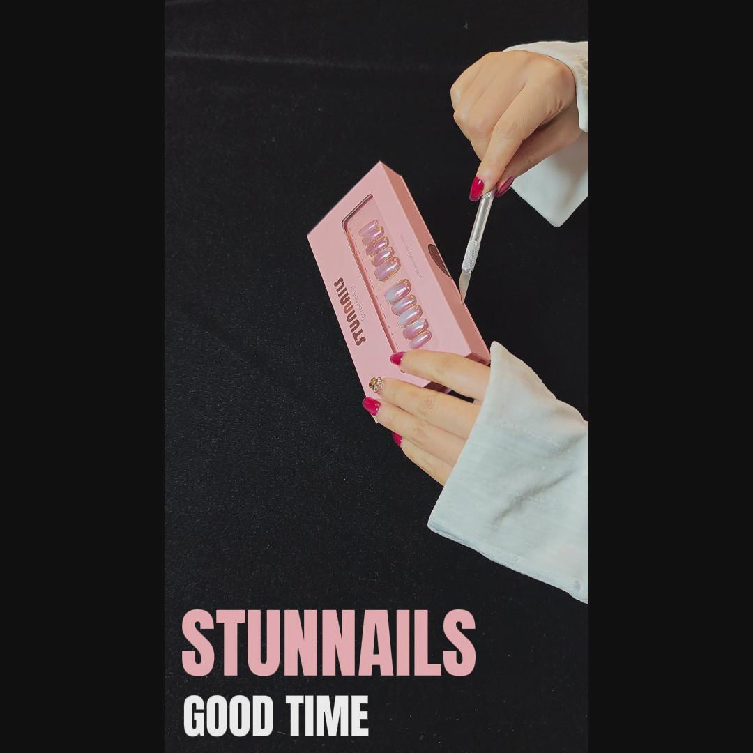 stunnails acrylic press on nails Square Coffin Good Time