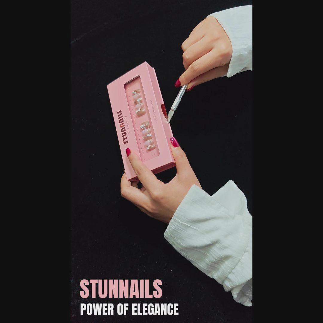 stunnails acrylic press on nails Coffin Power of elegance