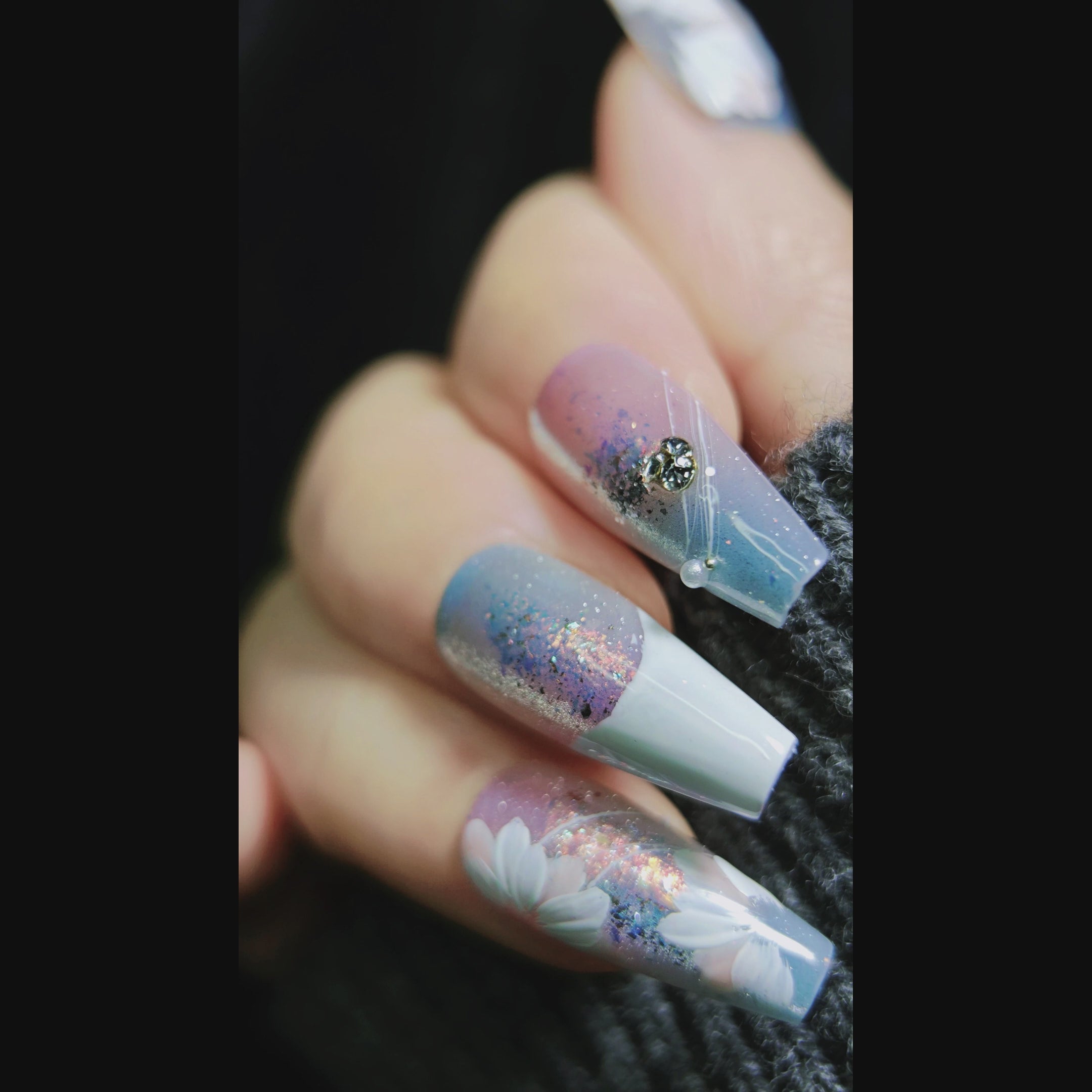 stunnails acrylic press on nails Coffin Dream garden video