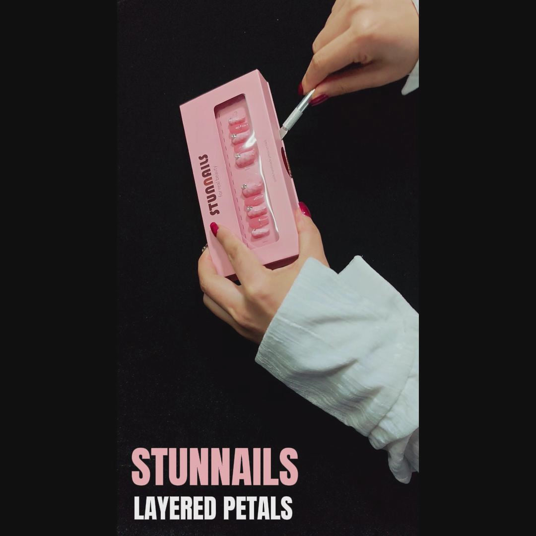 stunnails acrylic press on nails Coffin Layered petals