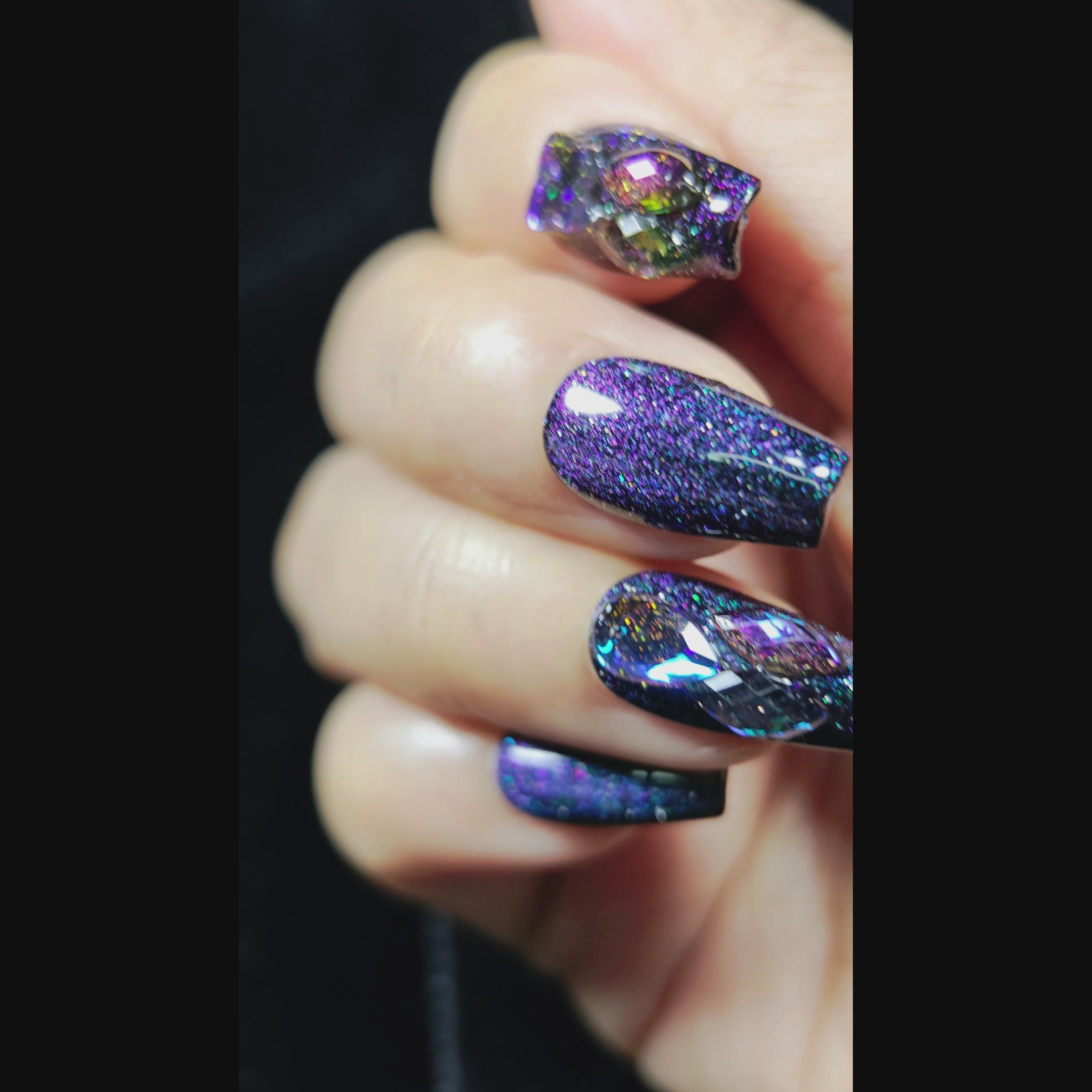 stunnails acrylic press on nails Coffin Nebula video