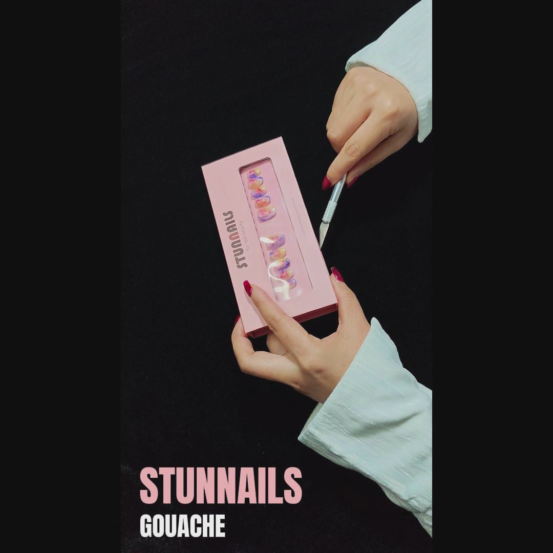 stunnails acrylic press on nails Oval Gouache