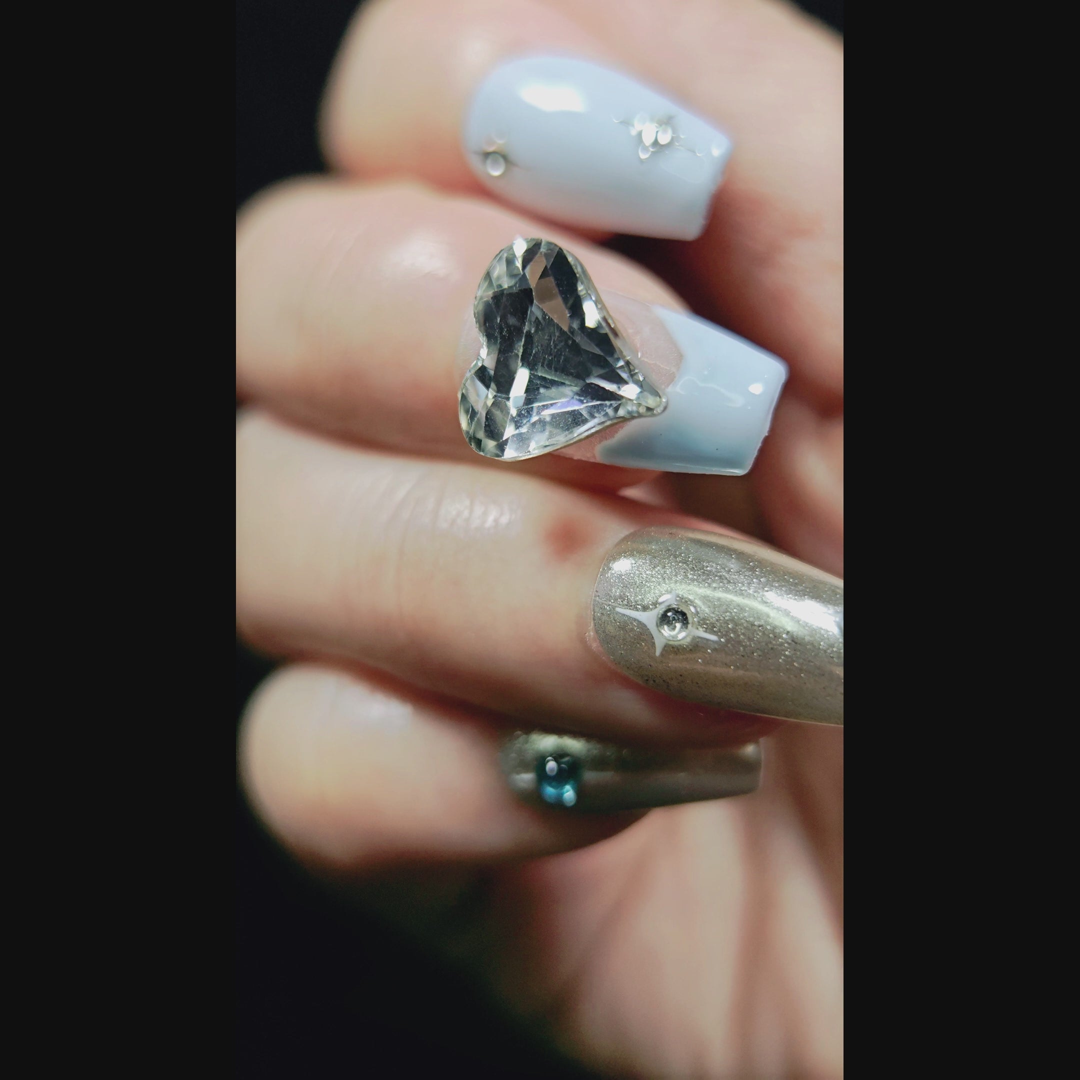 stunnails acrylic press on nails Coffin Salt lake reflection video
