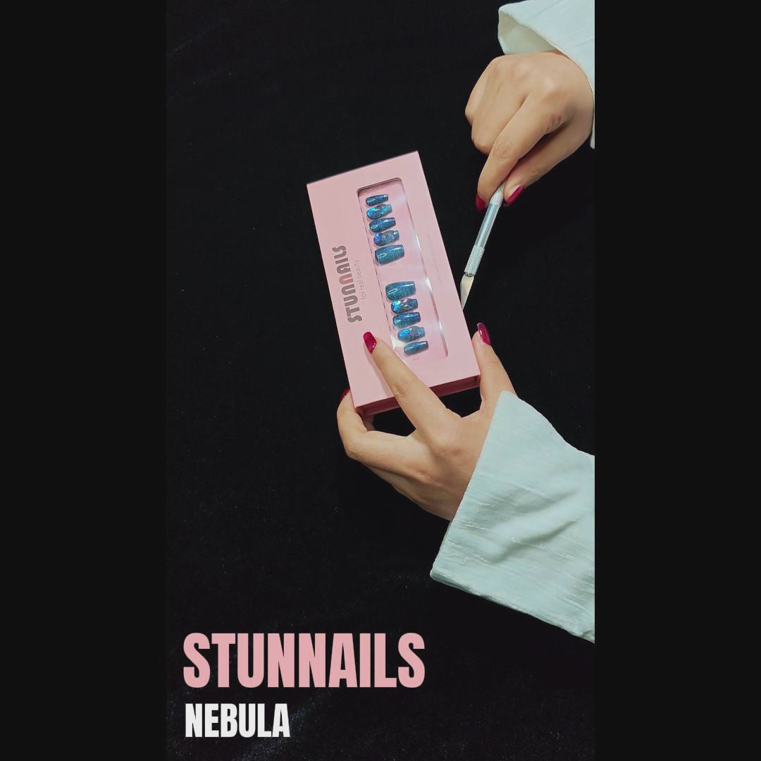 stunnails acrylic press on nails Coffin Nebula