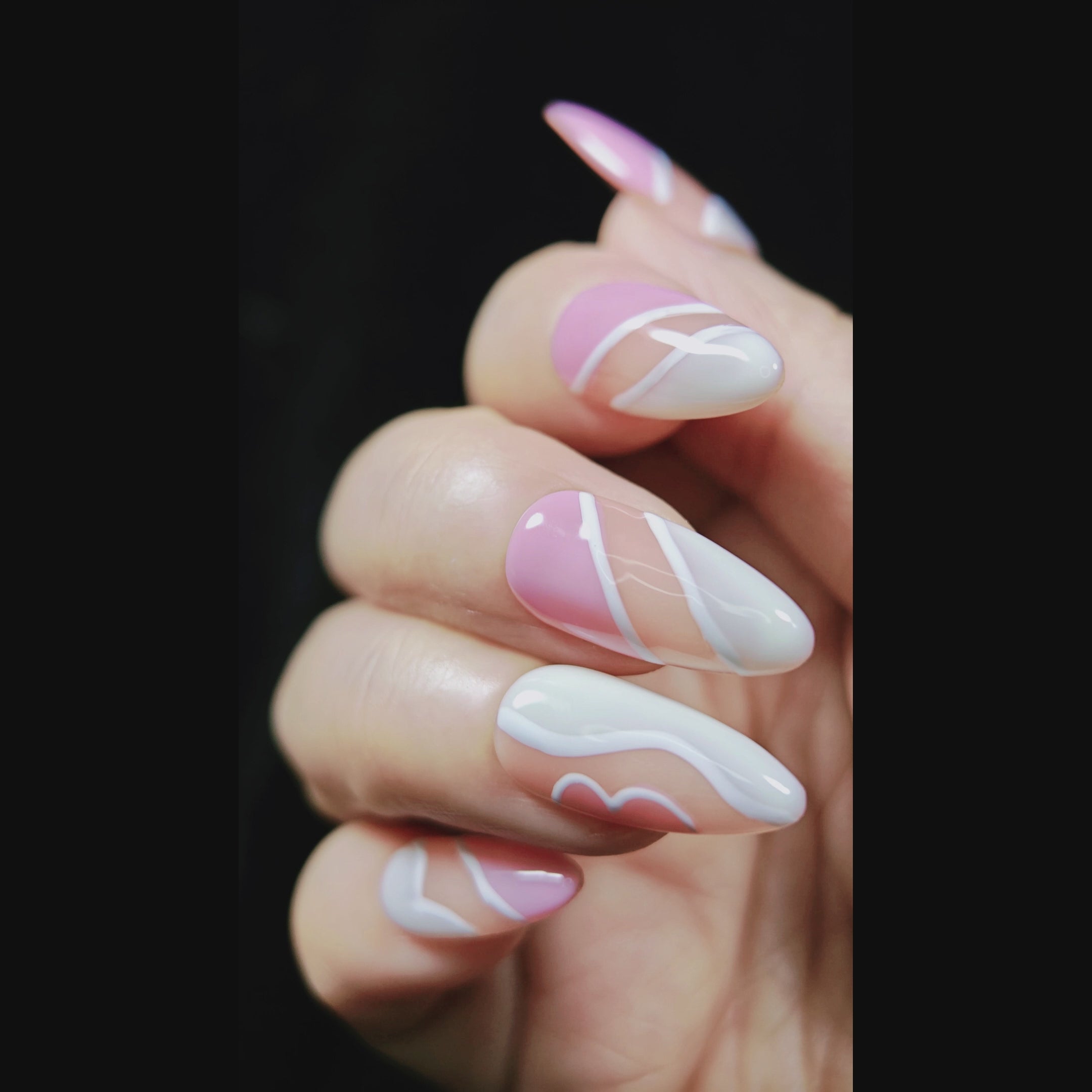 stunnails acrylic press on nails Almond Flowing pink video
