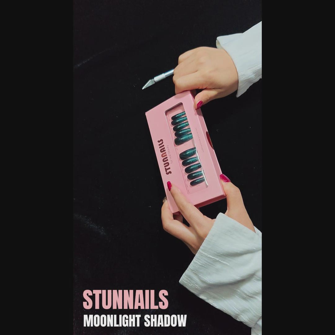 stunnails acrylic press on nails Coffin Moonlight shadow