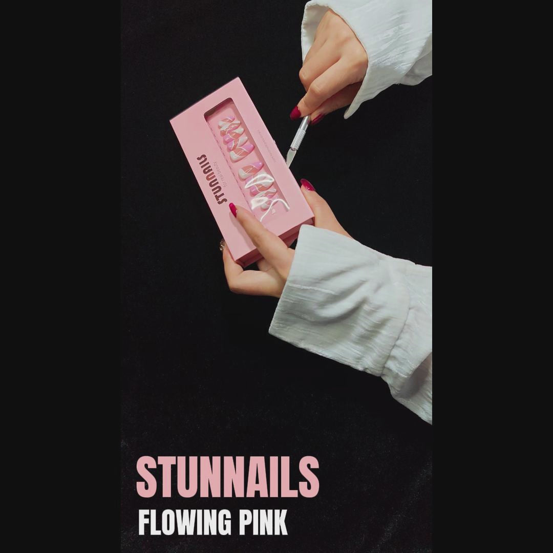 stunnails acrylic press on nails Almond Flowing pink
