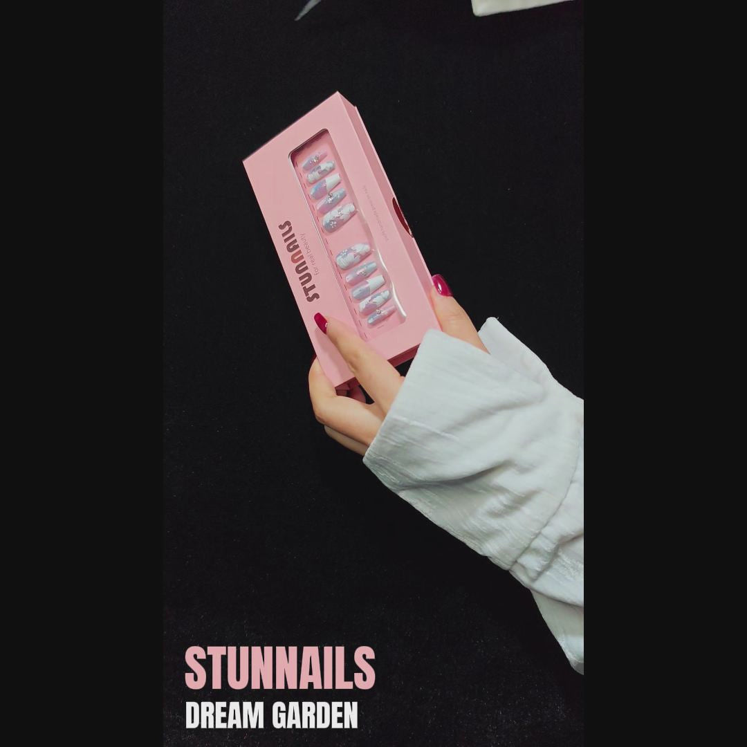 stunnails acrylic press on nails Coffin Dream garden