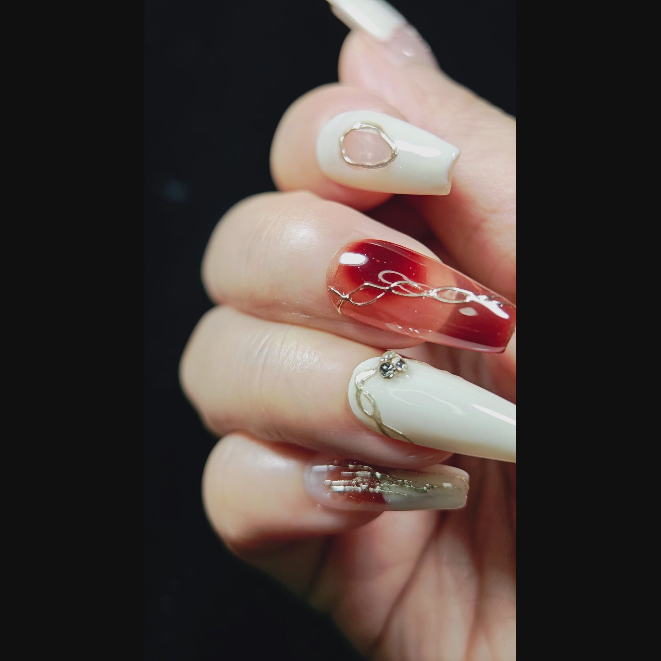 stunnails acrylic press on nails Coffin Modern art video