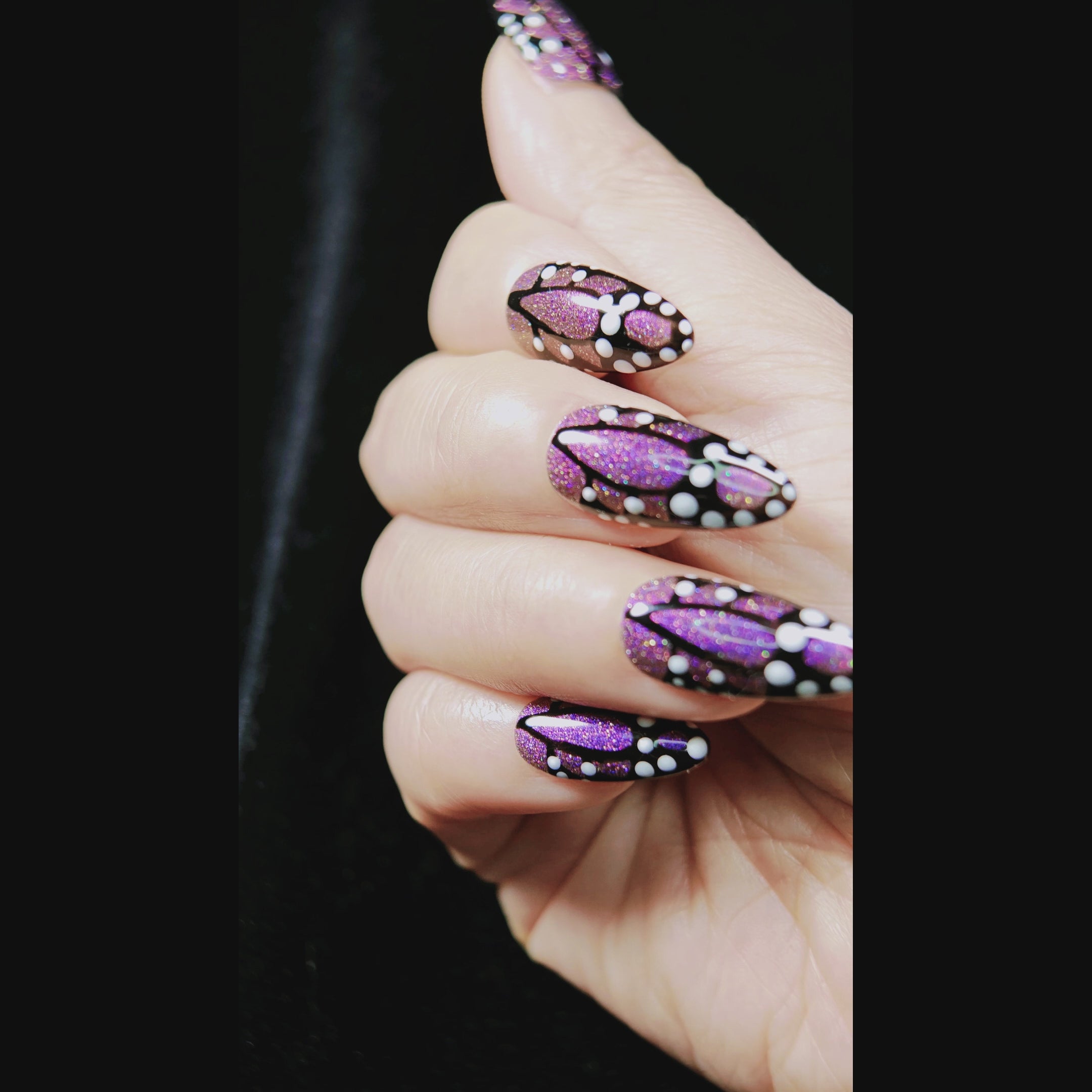 stunnails acrylic press on nails Almond Butterfly dream video