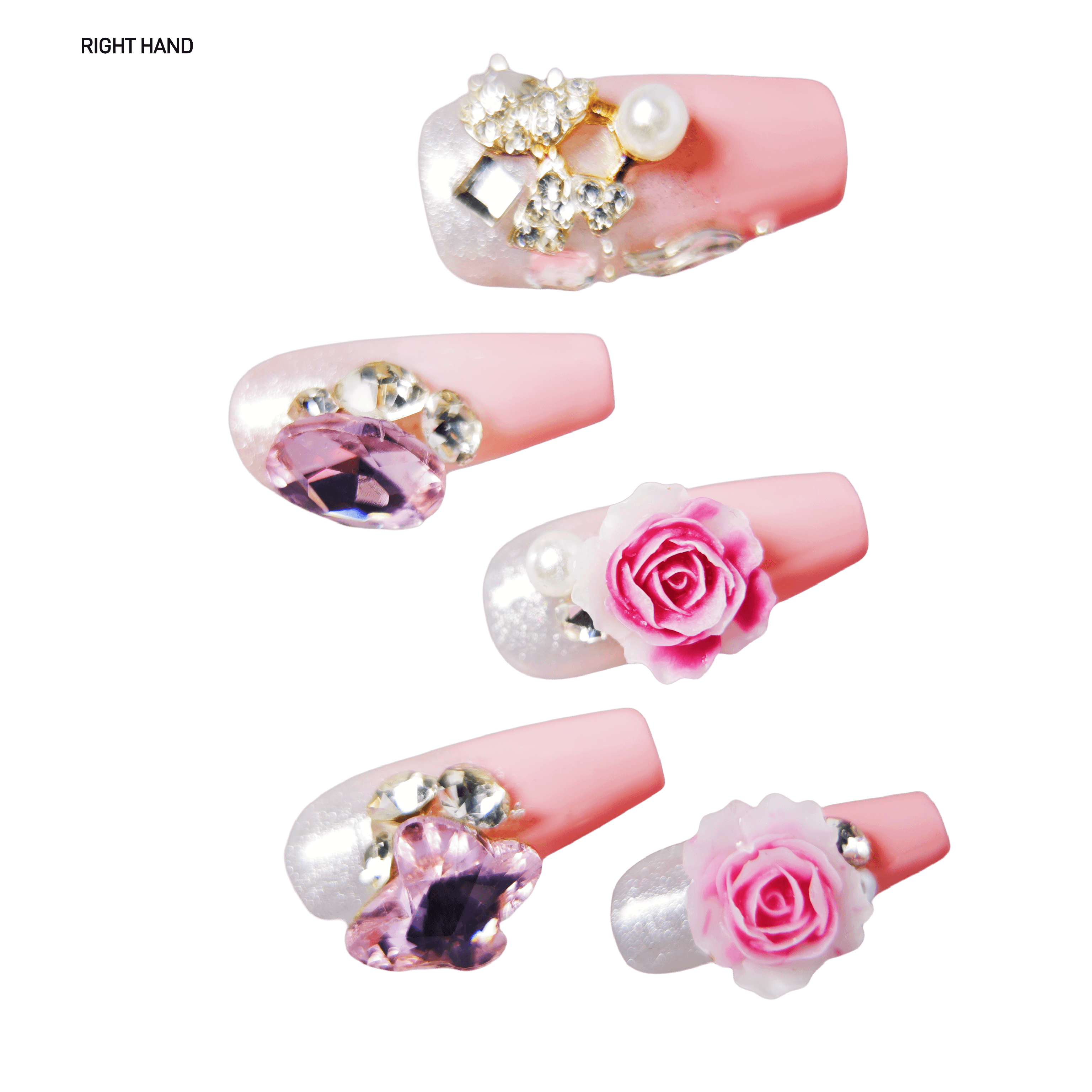 stunnails acrylic press on nails Coffin Rose blossom