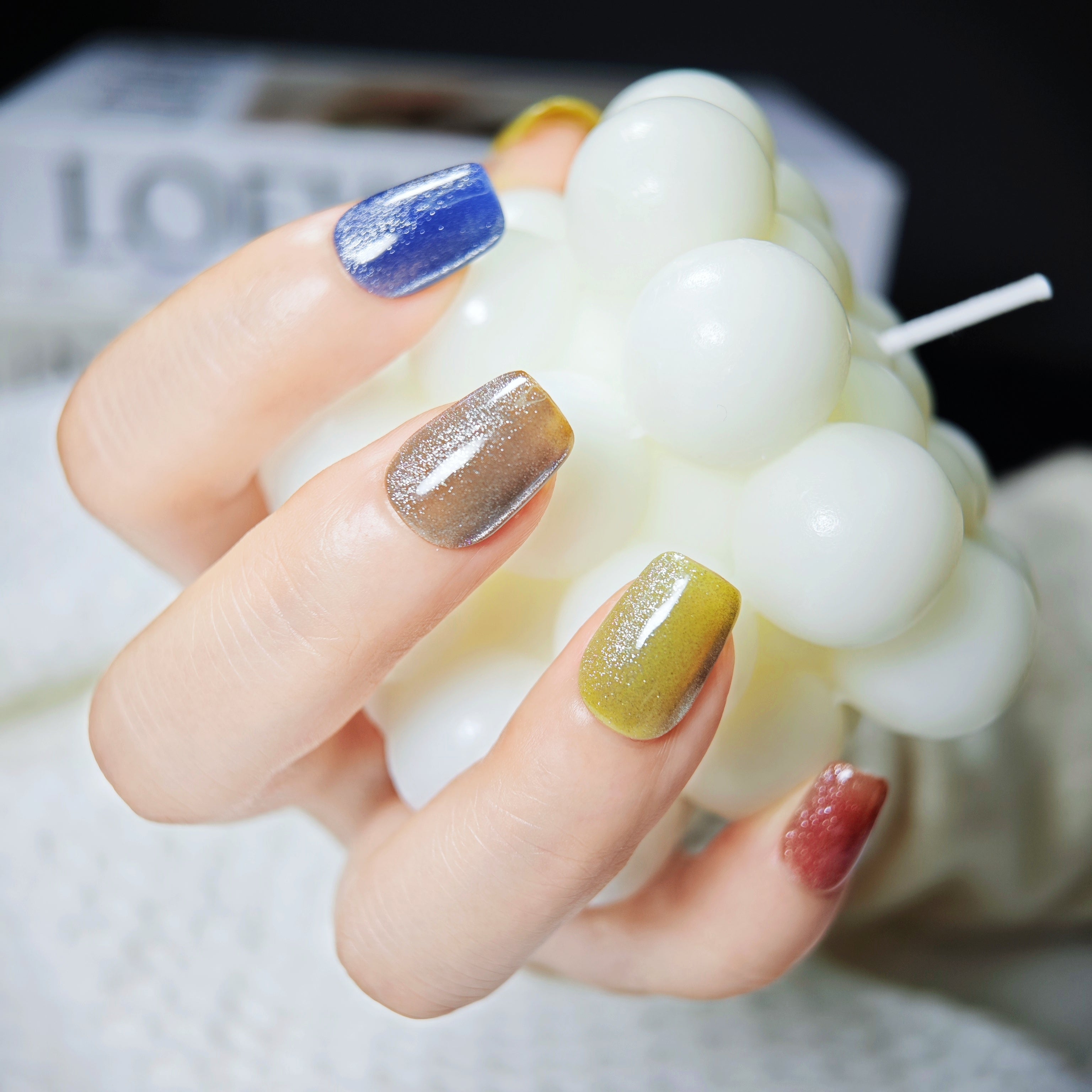 stunnails acrylic press on nails Coffin Shimmer candy