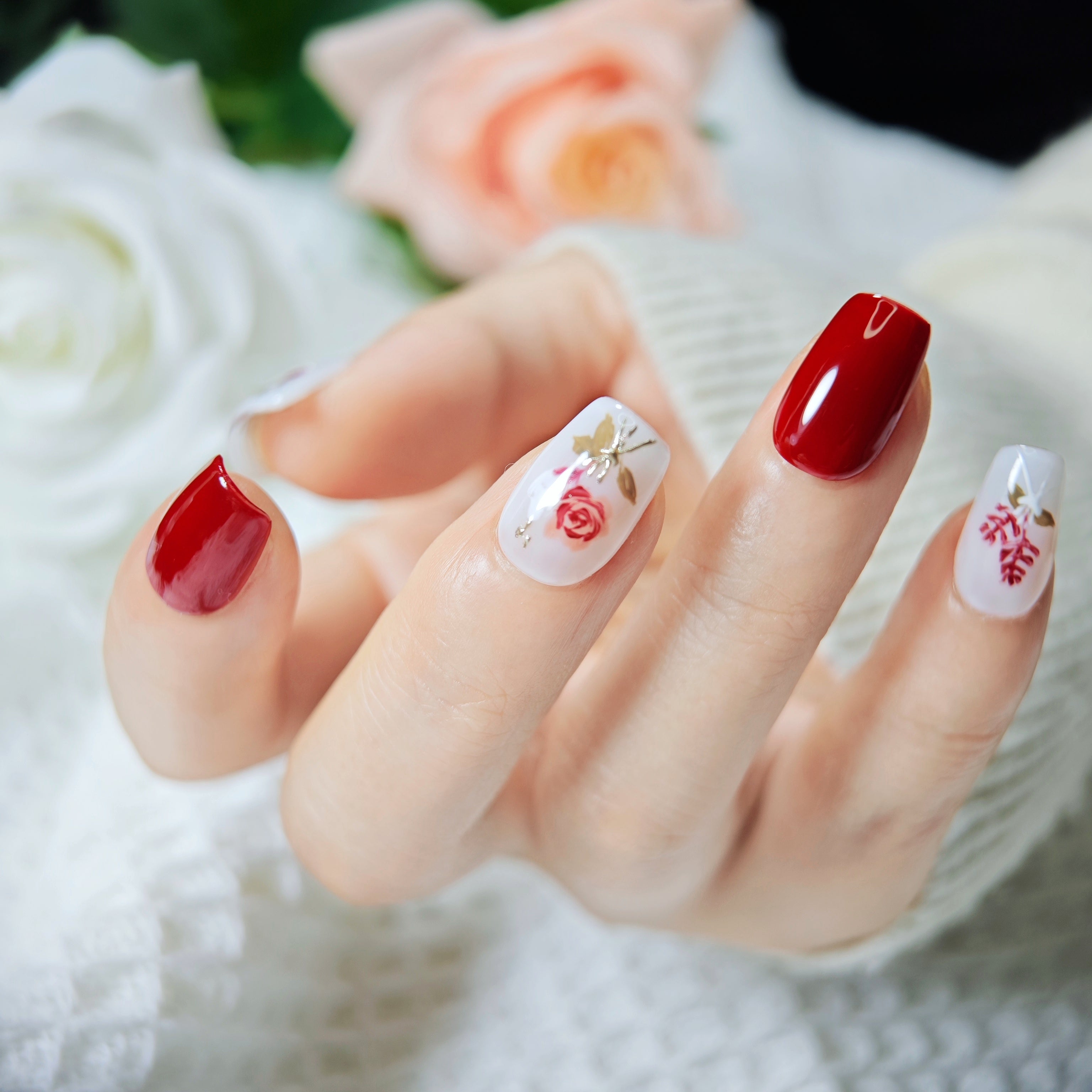 stunnails acrylic press on nails Coffin True love