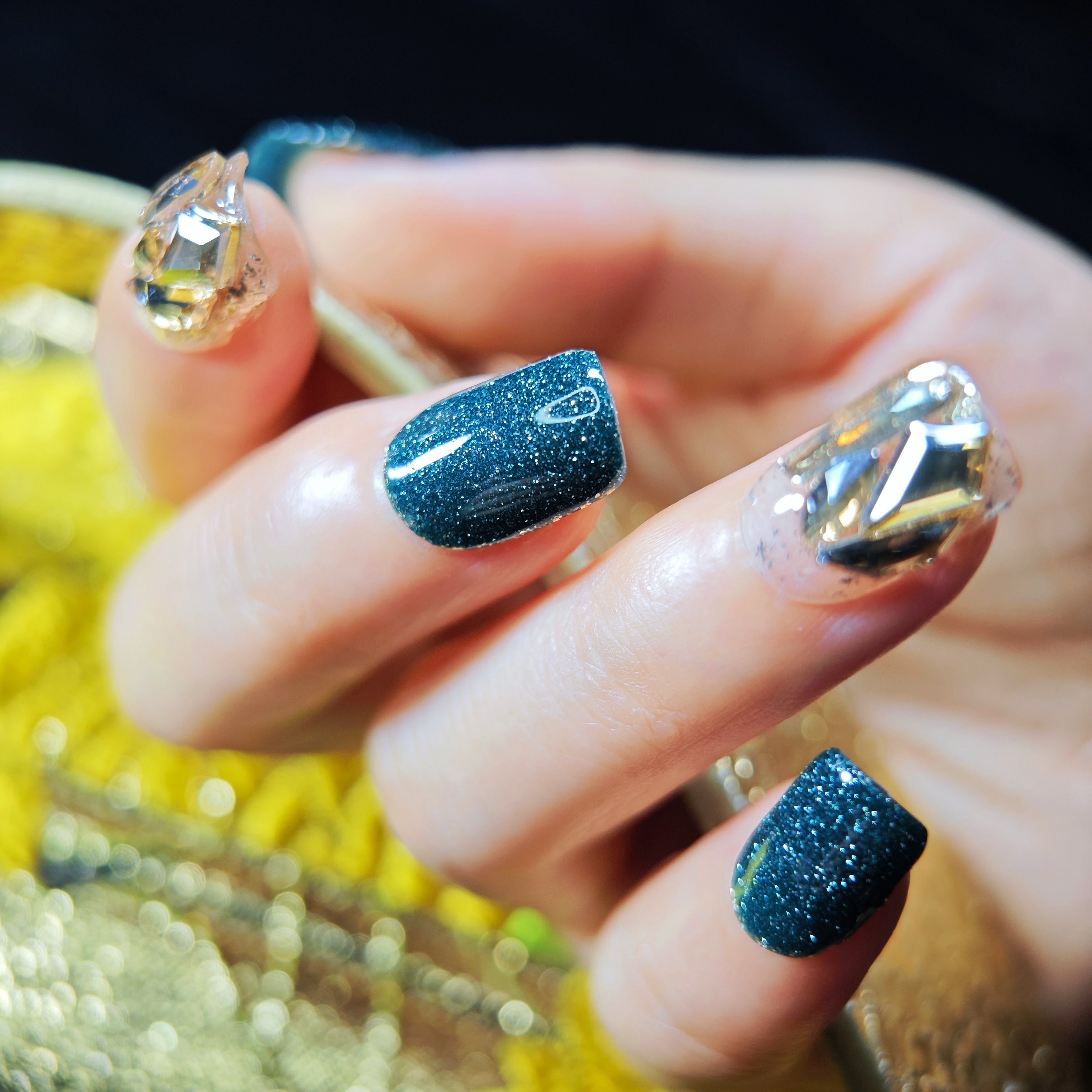 stunnails acrylic press on nails Square Emerald diamond