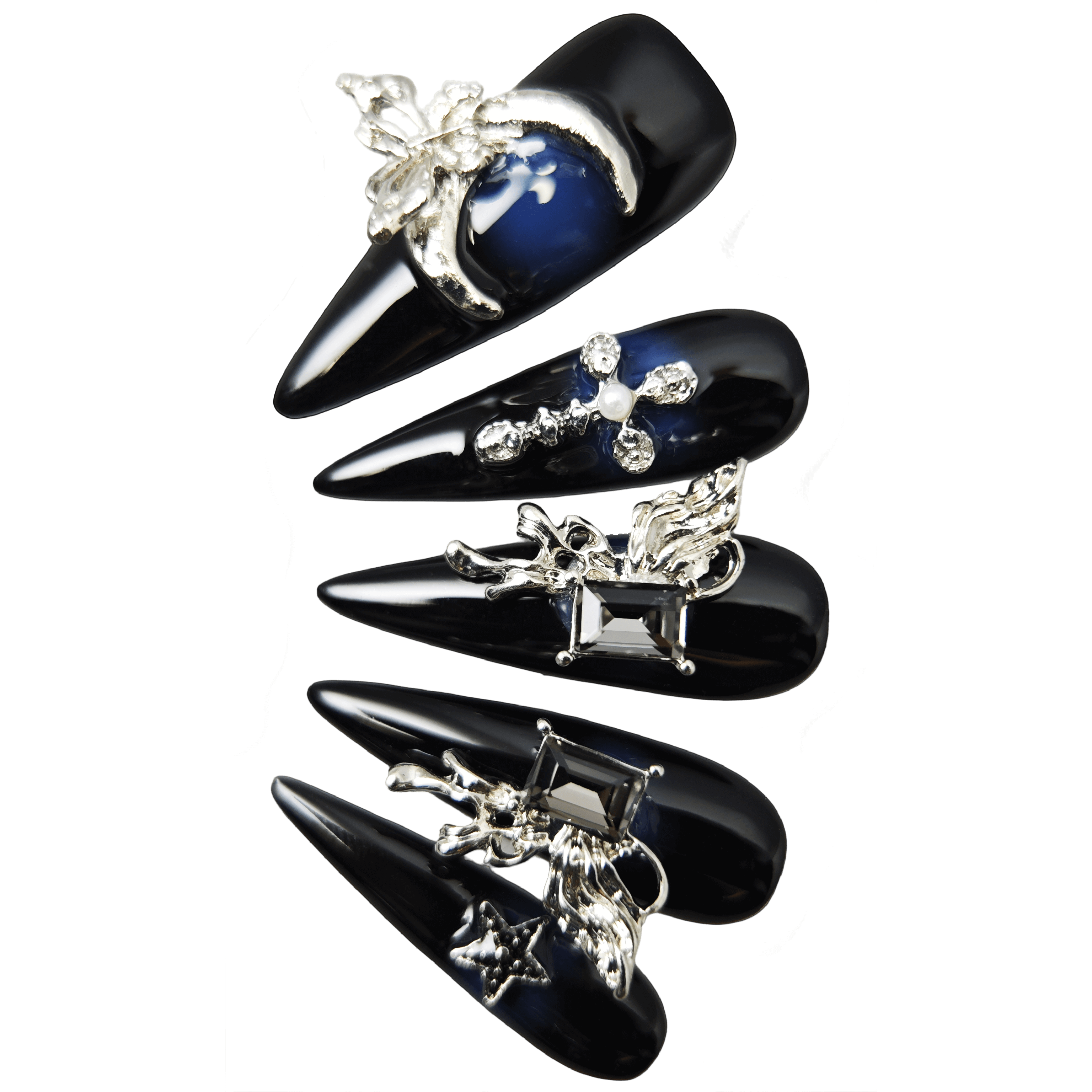 stunnails acrylic press on nails Stiletto Dark warrior