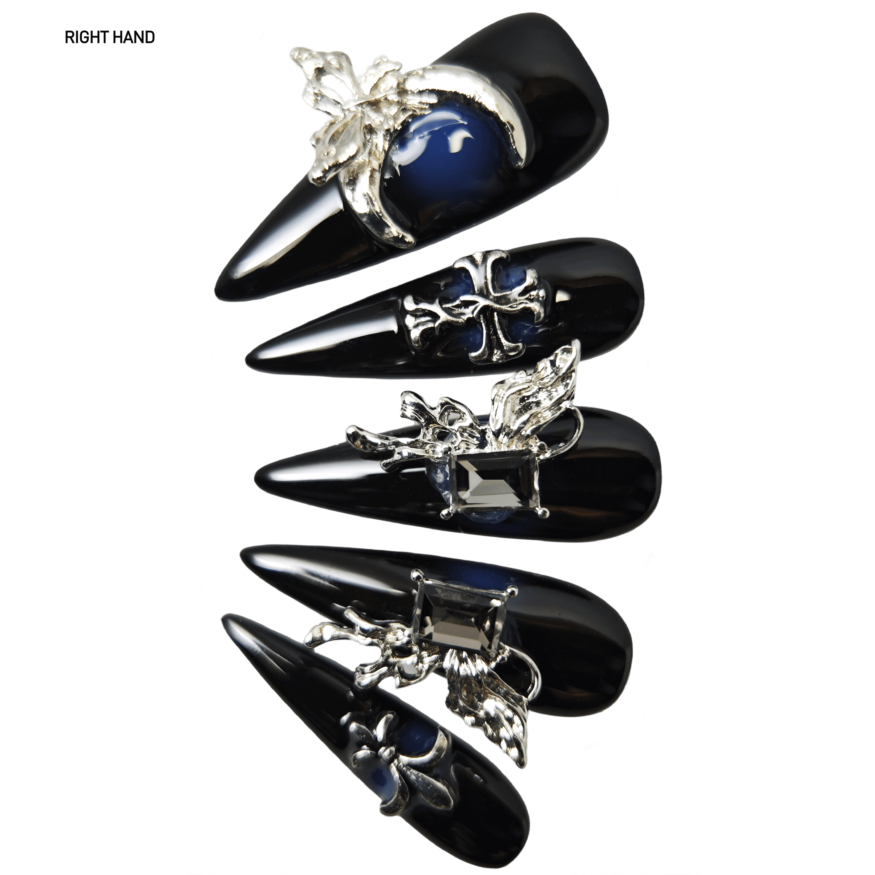 stunnails acrylic press on nails Stiletto Dark warrior