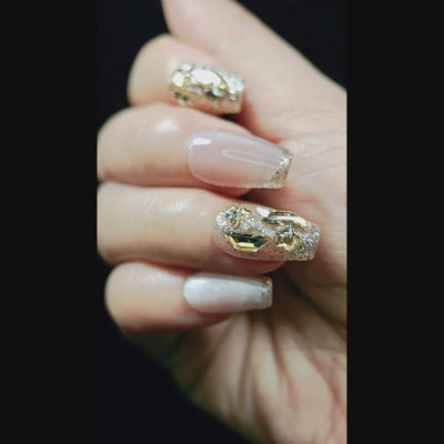 stunnails acrylic press on nails Coffin French diamond video