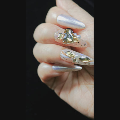 stunnails acrylic press on nails Almond Shine like jewelry video