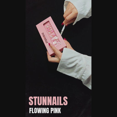 stunnails acrylic press on nails Almond Flowing pink