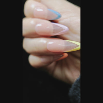 stunnails acrylic press on nails Almond Vibrant french video