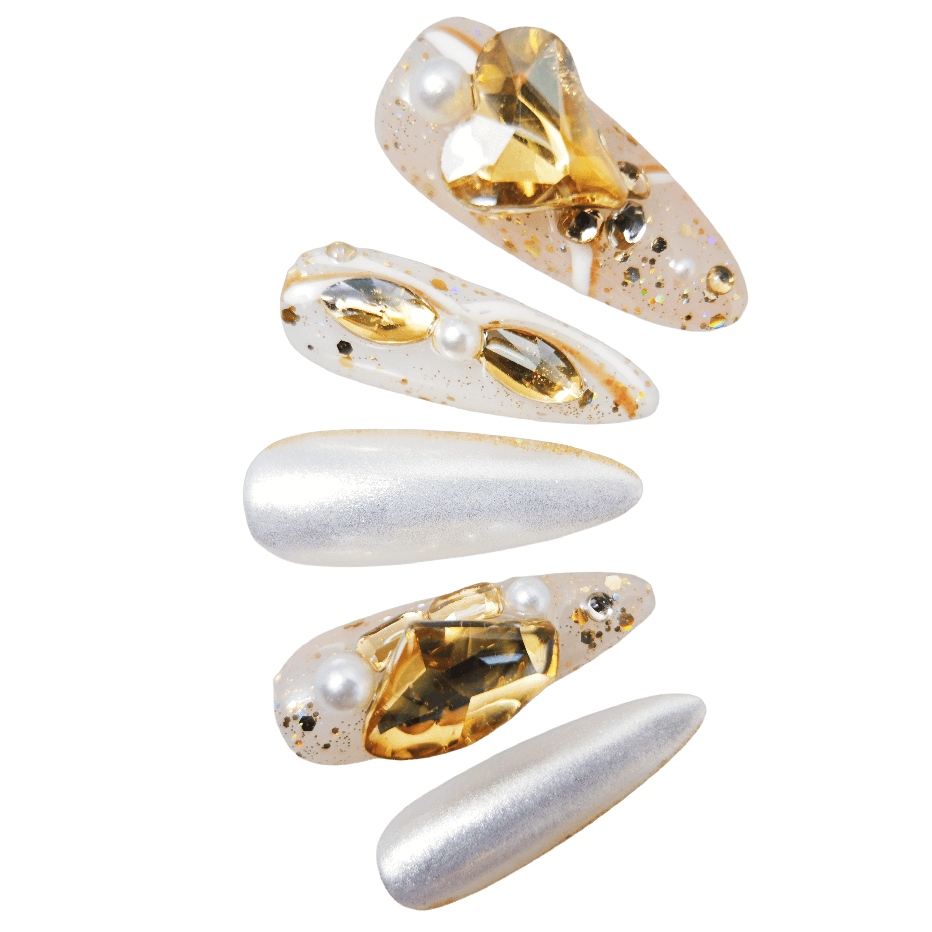 stunnails  acrylic press on nails Almond Shine like jewelry

