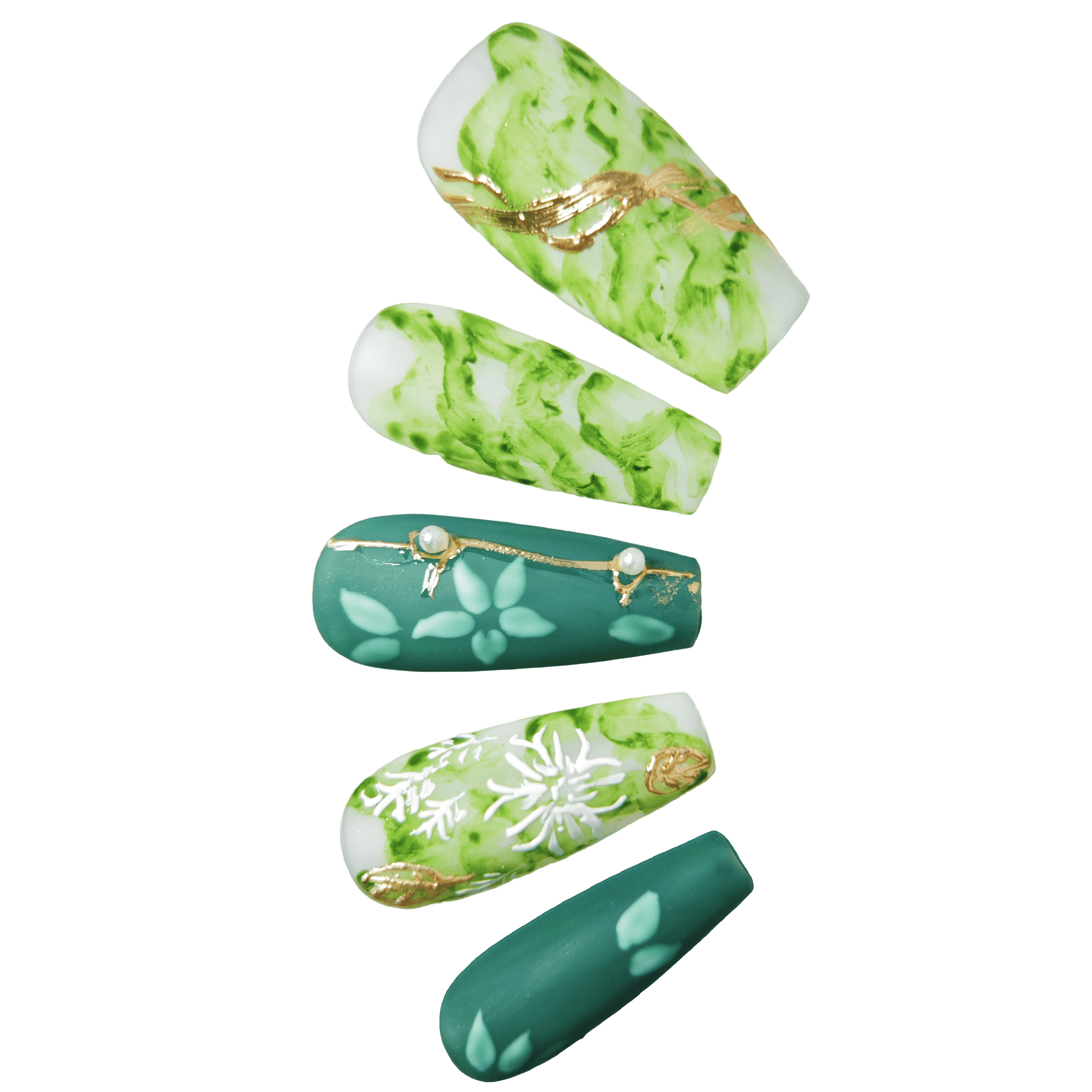 stunnails  acrylic press on nails Coffin Bamboo grove

