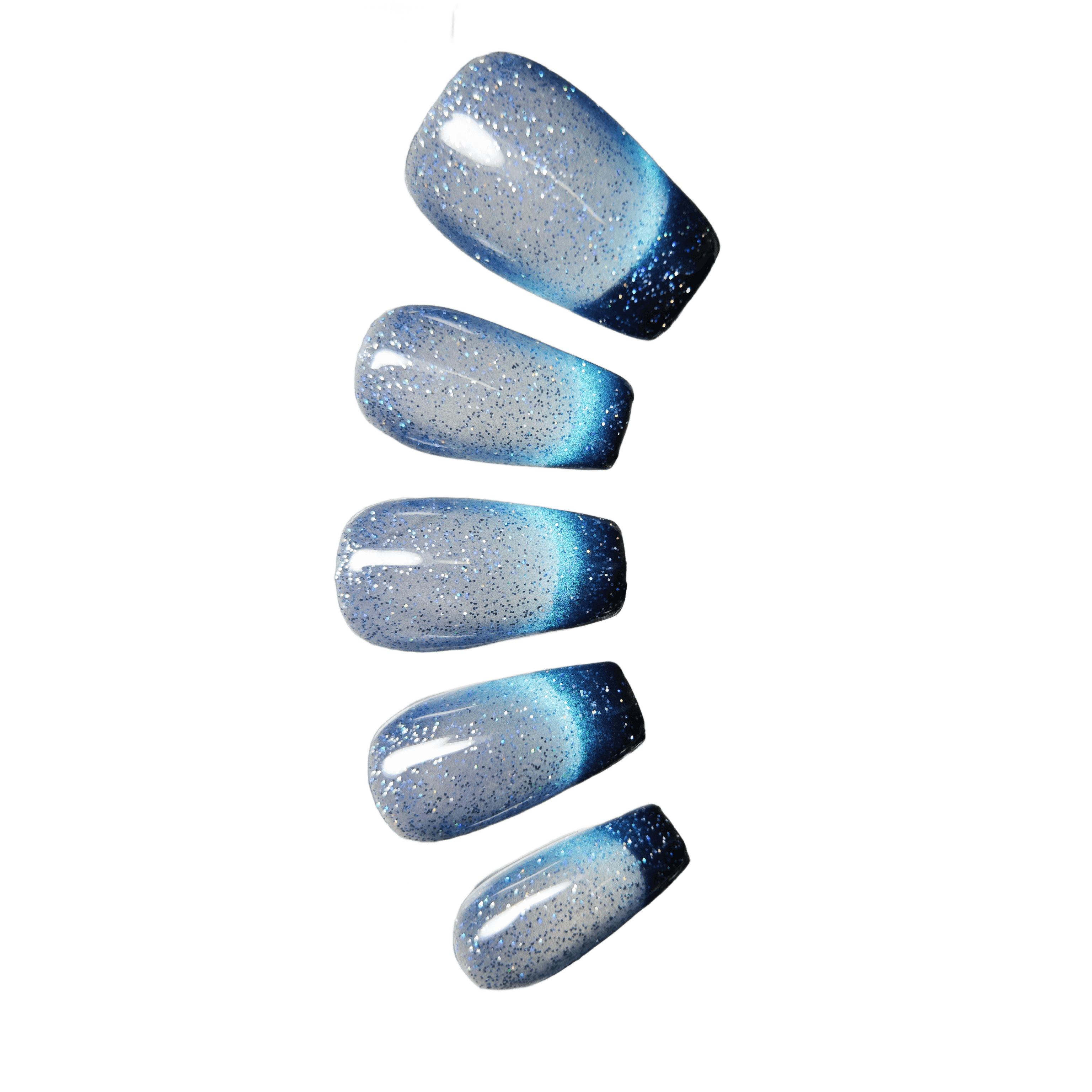 stunnails  acrylic press on nails Coffin Blue aurora
