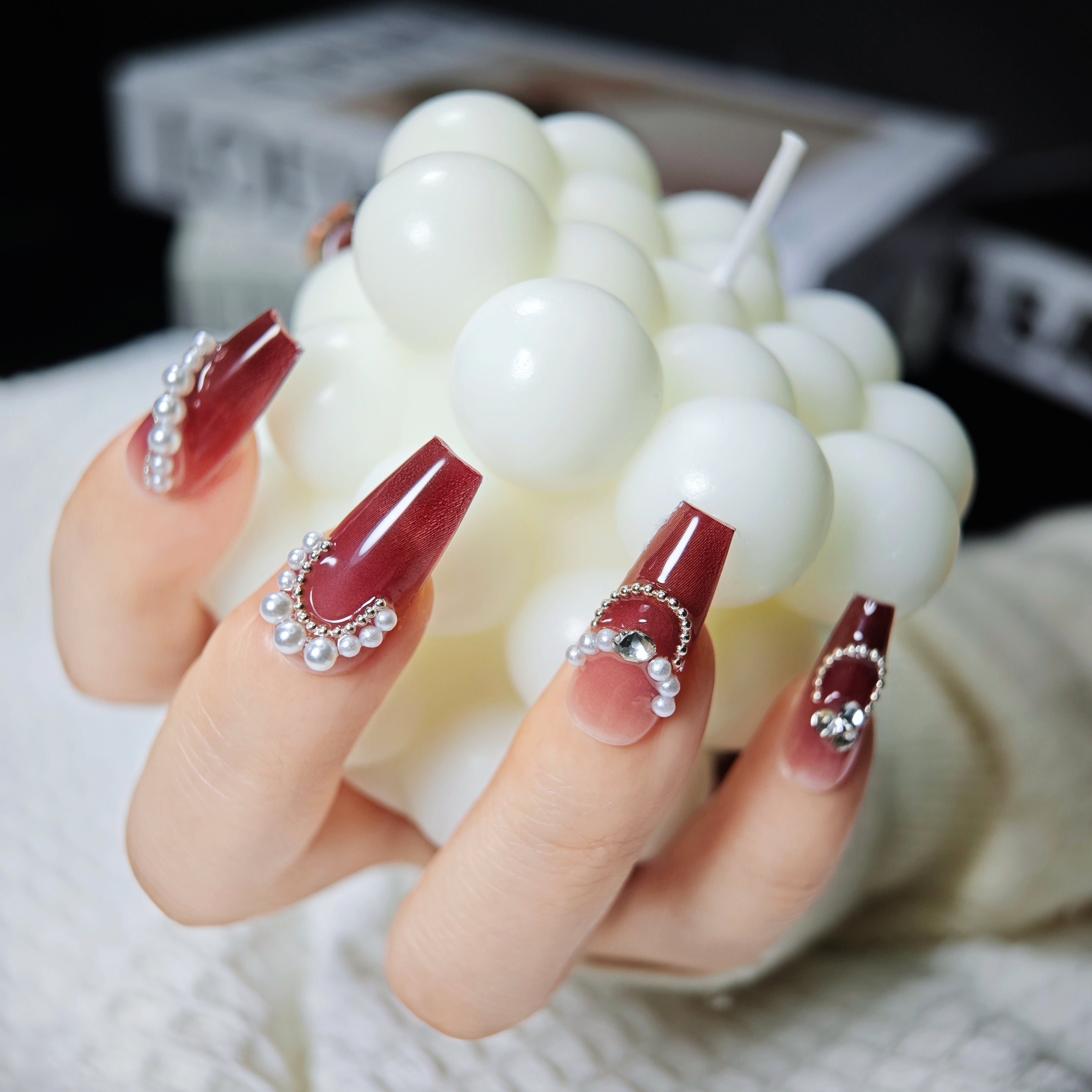 stunnails  acrylic press on nails Coffin Prom queen
