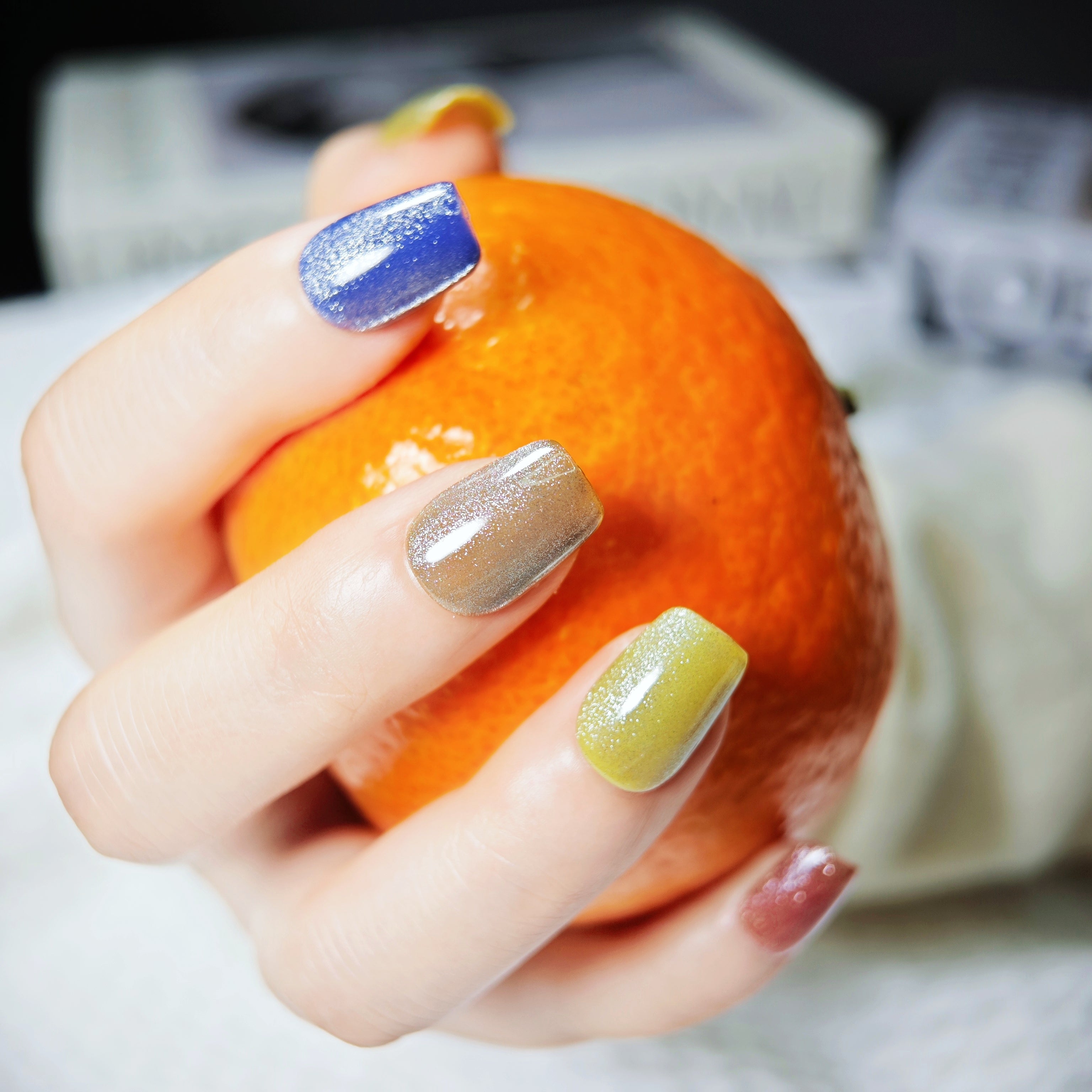 stunnails  acrylic press on nails Coffin Shimmer candy
