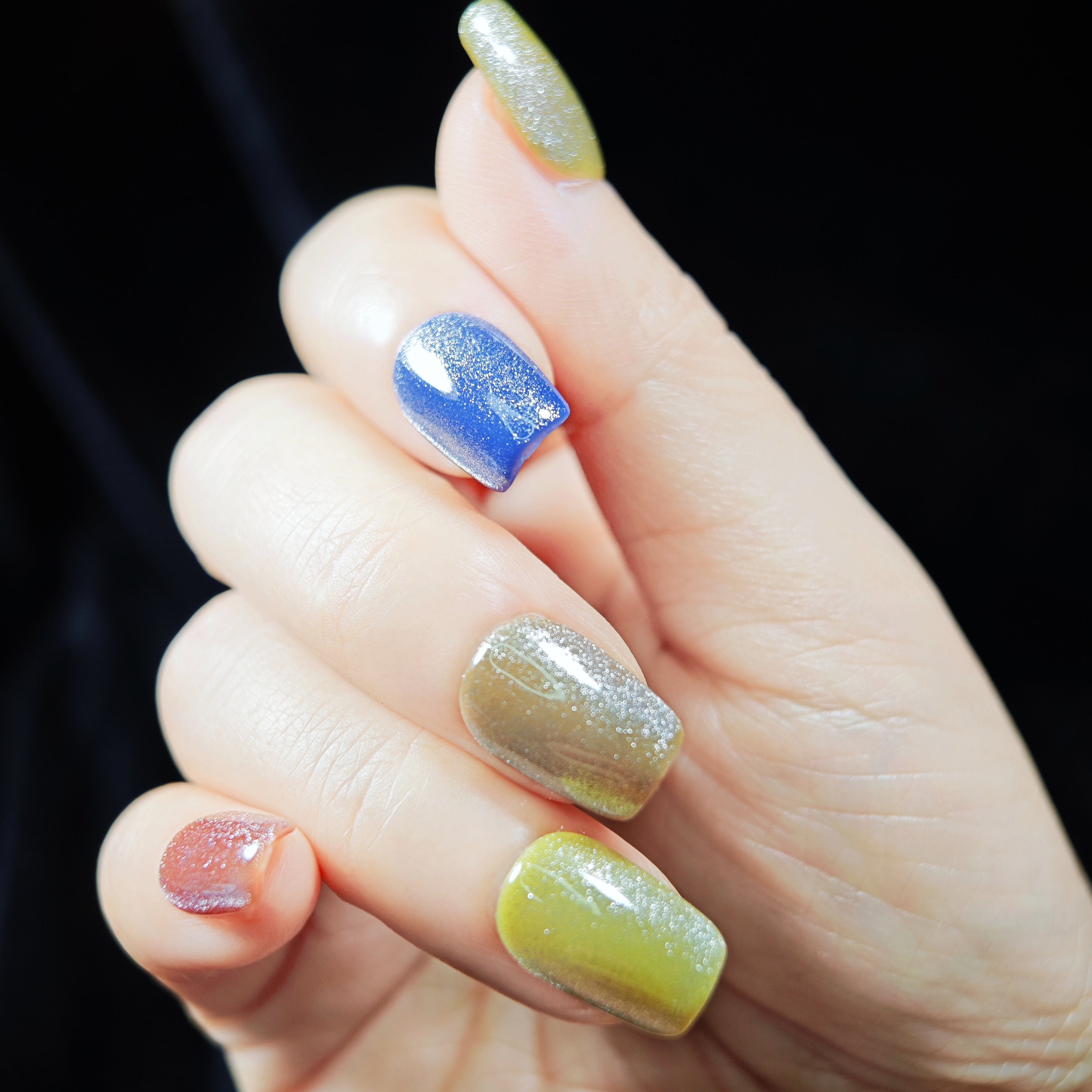 stunnails  acrylic press on nails Coffin Shimmer candy
