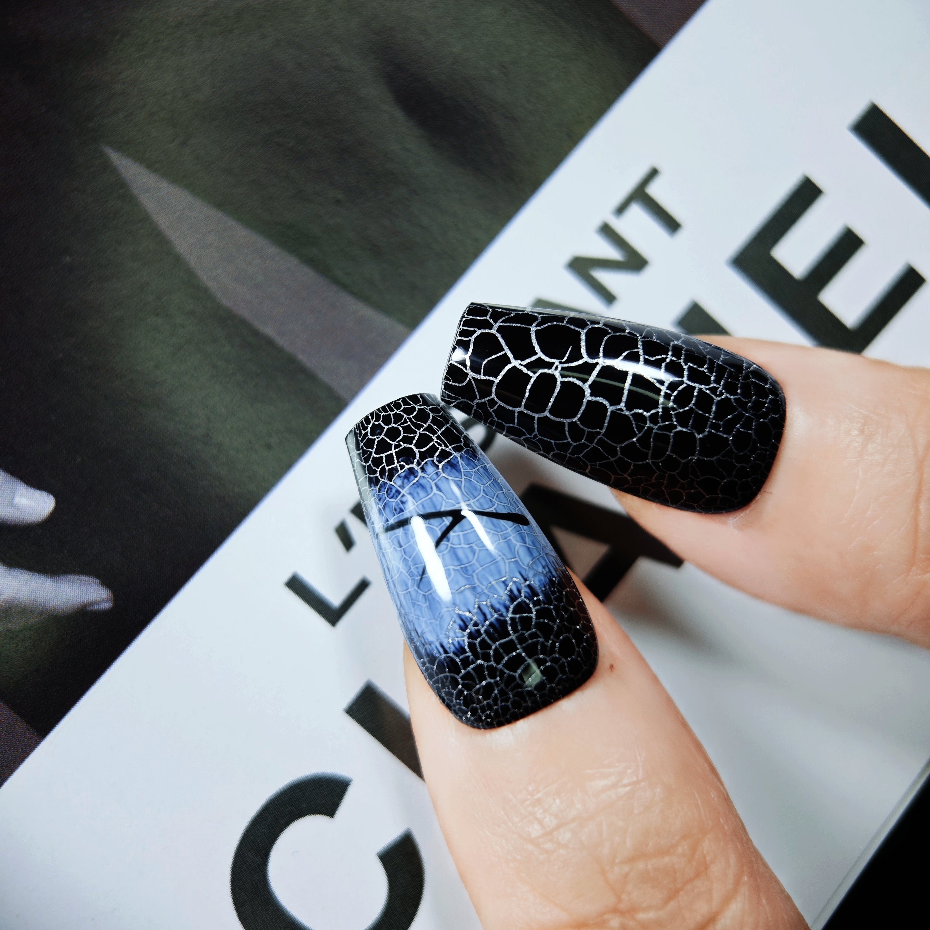 stunnails  acrylic press on nails Coffin Thunder snake
