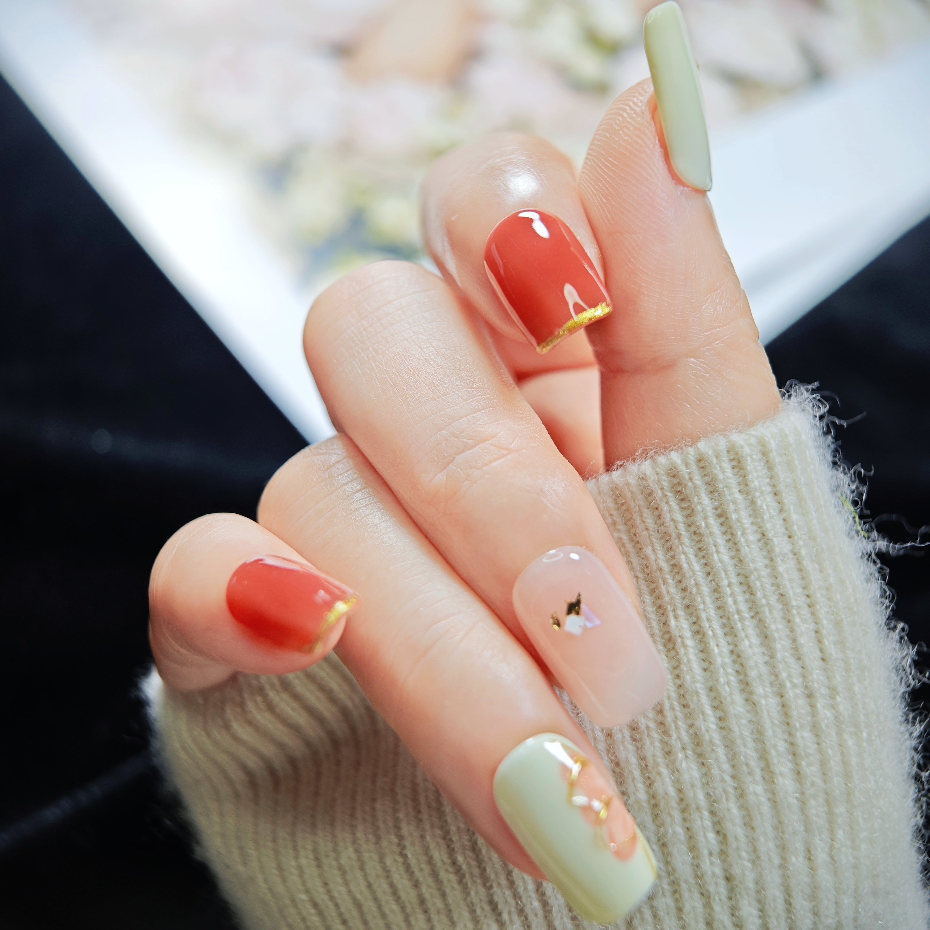 stunnails  acrylic press on nails Square Lotus

